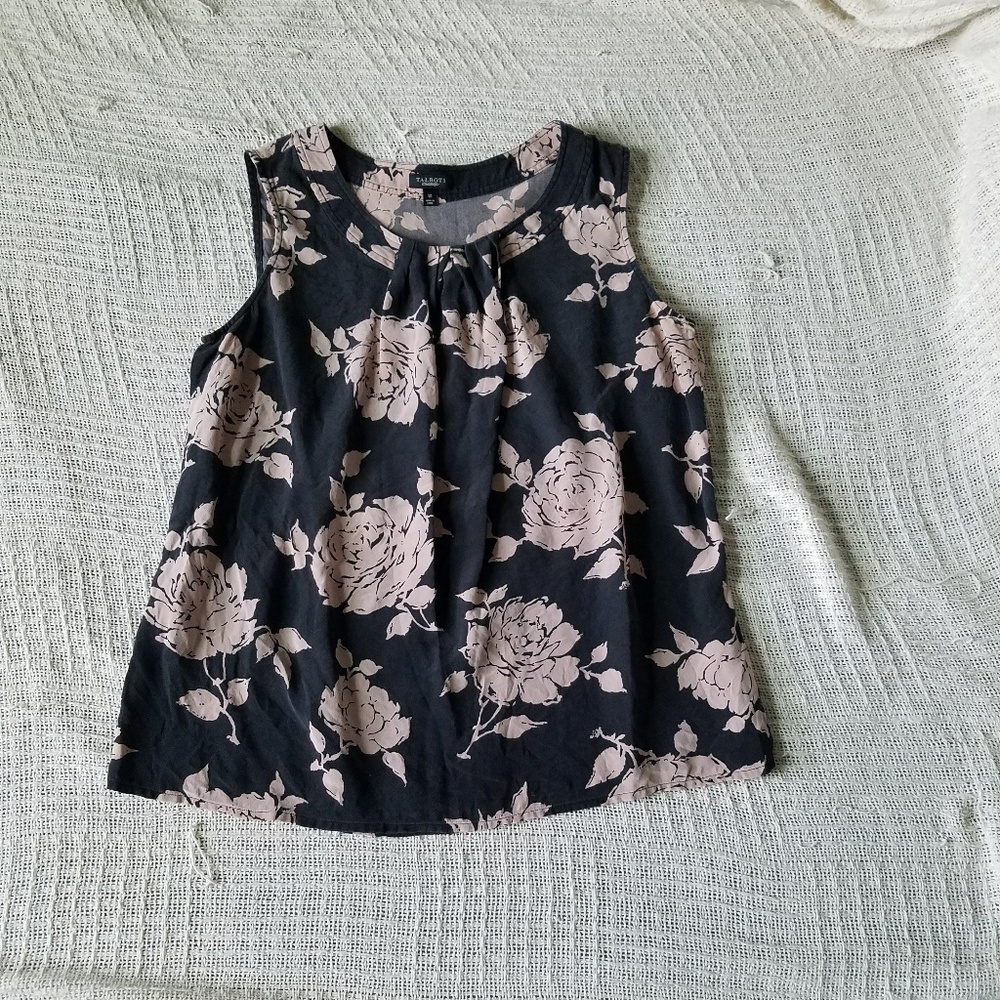 Talbots Silk Shell with Pink Flowers - Picture 7 of 7